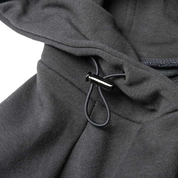 Zip Hoodie  Back Logo Charcoal Grey