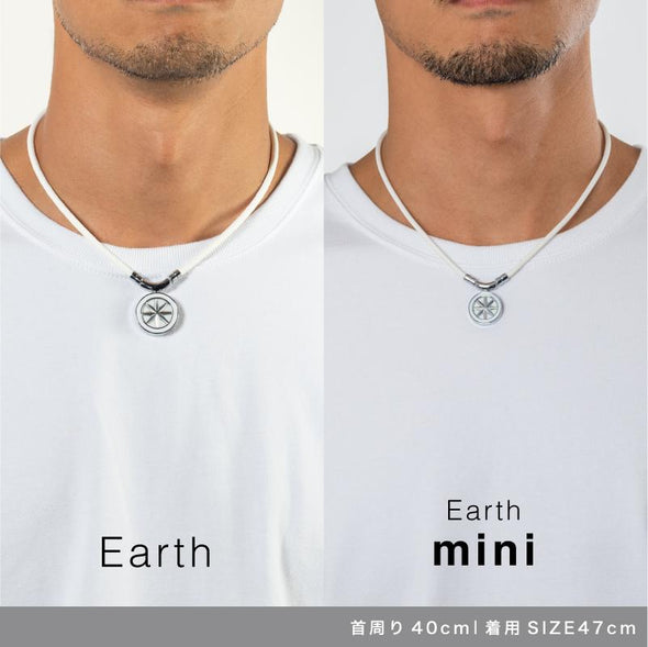 EARTH mini アースミニ【刻印モデル】White×Silver 磁気ネックレス
