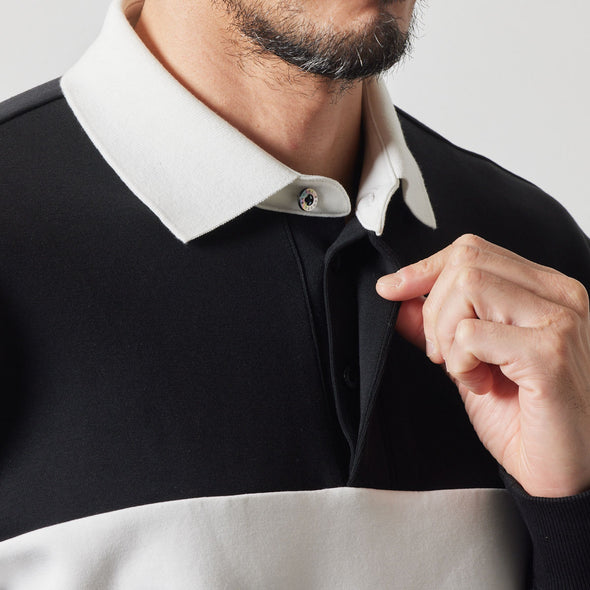 COLOR BLOCK L/S RUGBY POLO