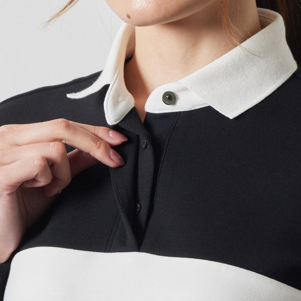 WOMENS COLOR BLOCK L/S RUGBY POLO