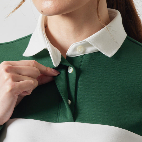 WOMENS COLOR BLOCK L/S RUGBY POLO