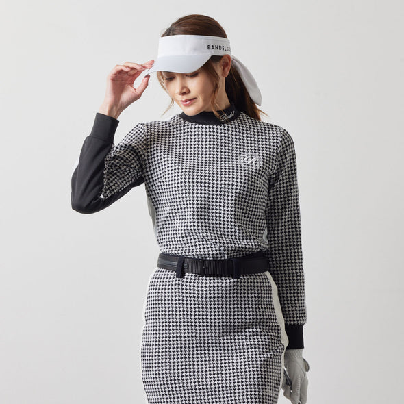 WOMENS HOUNDSTOOTH BICOLOR L/S MOC SHIRTS