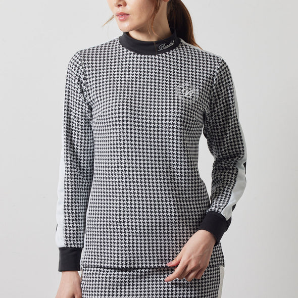 WOMENS HOUNDSTOOTH BICOLOR L/S MOC SHIRTS