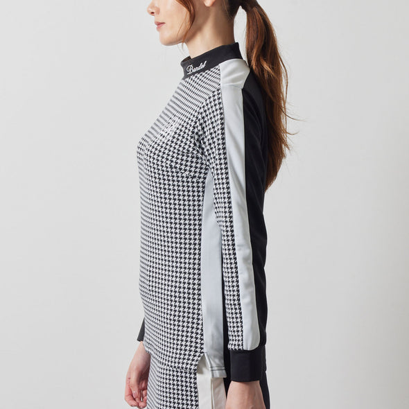 WOMENS HOUNDSTOOTH BICOLOR L/S MOC SHIRTS