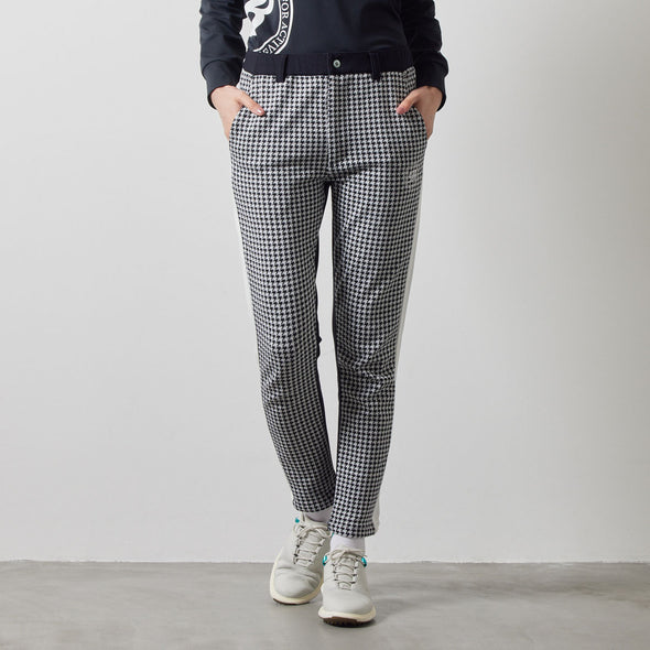 WOMENS HOUNDSTOOTH BICOLOR TAPERED PANTS