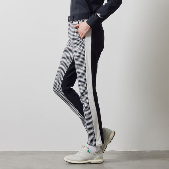 WOMENS HOUNDSTOOTH BICOLOR TAPERED PANTS