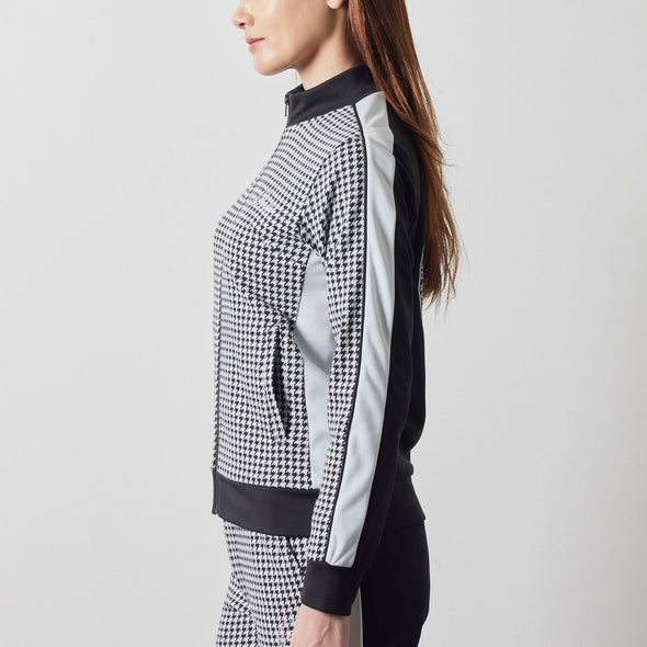 WOMENS HOUNDSTOOTH BICOLOR BLOUSON