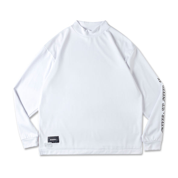 NEVER UP,NEVER IN ROUND DESIGN L/S MOC TEE White×Black
