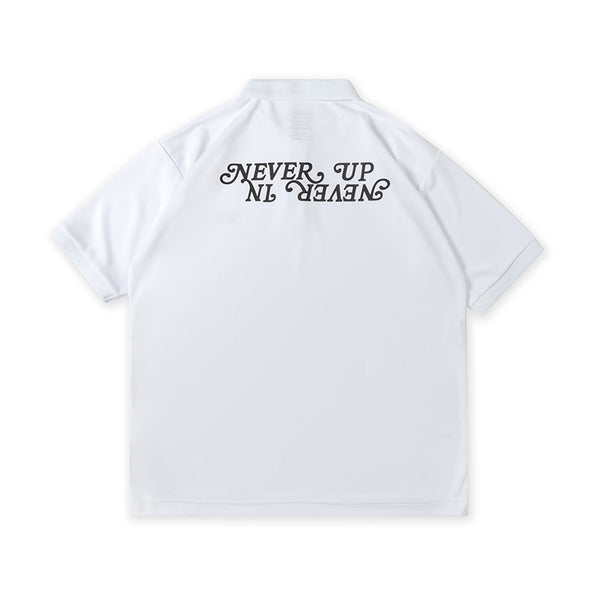 NEVER UP,NEVER IN  SYMMETRIC LOGO SMOOTH POLO White