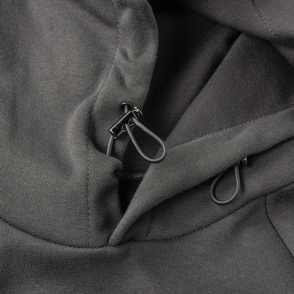 Hoodie Woven Label Charcoal Grey