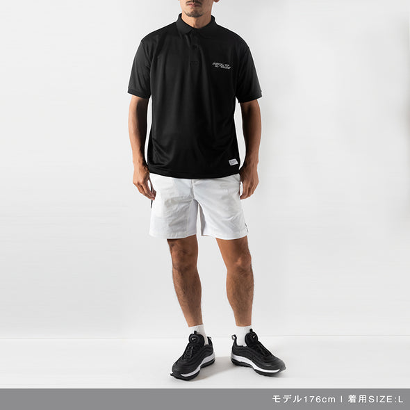 NEVER UP,NEVER IN  SYMMETRIC LOGO SMOOTH POLO Black