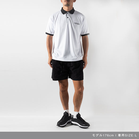 NEVER UP,NEVER IN  SYMMETRIC LOGO SMOOTH POLO White×Black