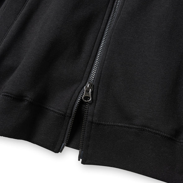 Zip Hoodie Sleeve Woven Label Black